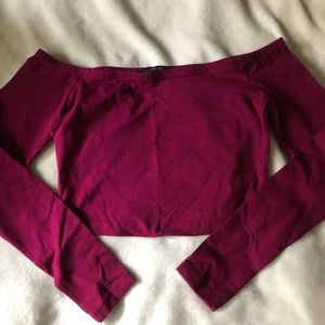 magenta off the shoulder long sleeve